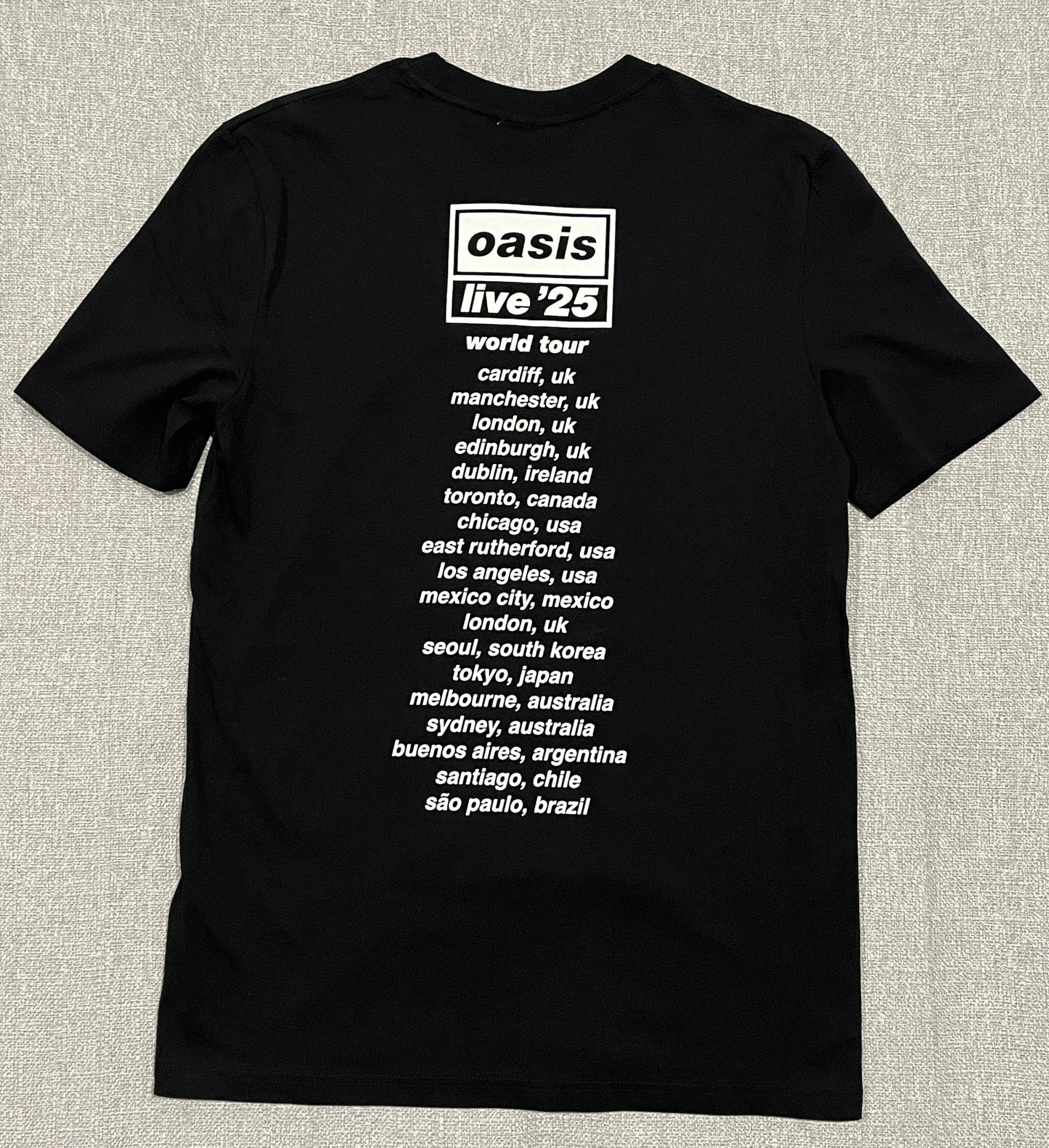 Oasis Live 25 World Tour T Shirt Black Graphic Band Tee Size Small
