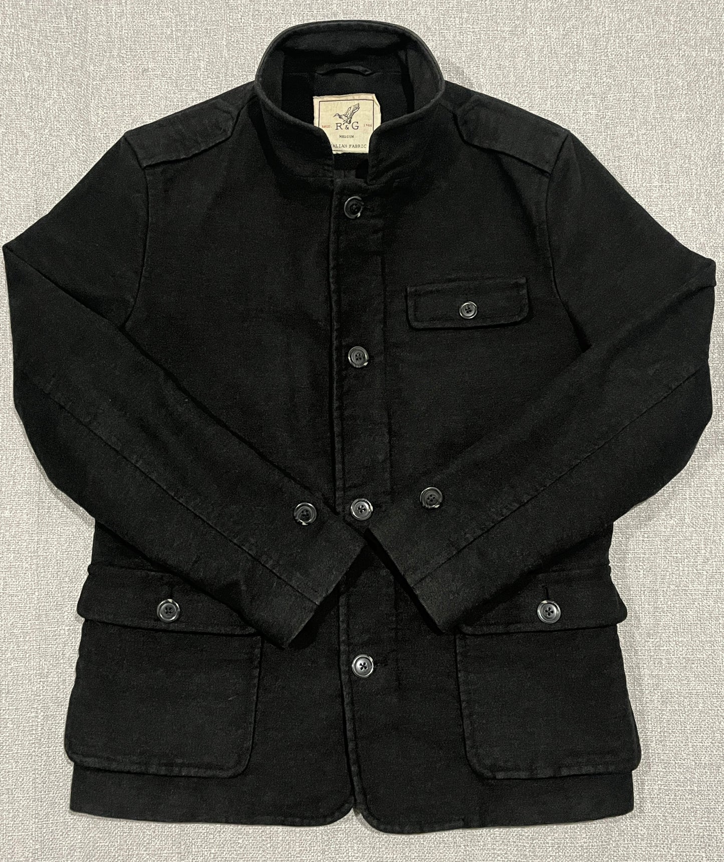 Rodd & Gunn Italian Fabric Military Field Jacket Mens Medium Black Wool Blend Coat