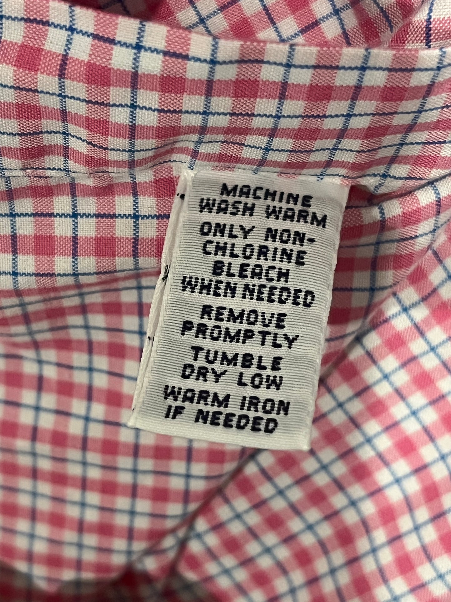 Ralph Lauren Custom Fit Button Down Shirt Mens Large Pink Blue Check Long Sleeve 16 Neck