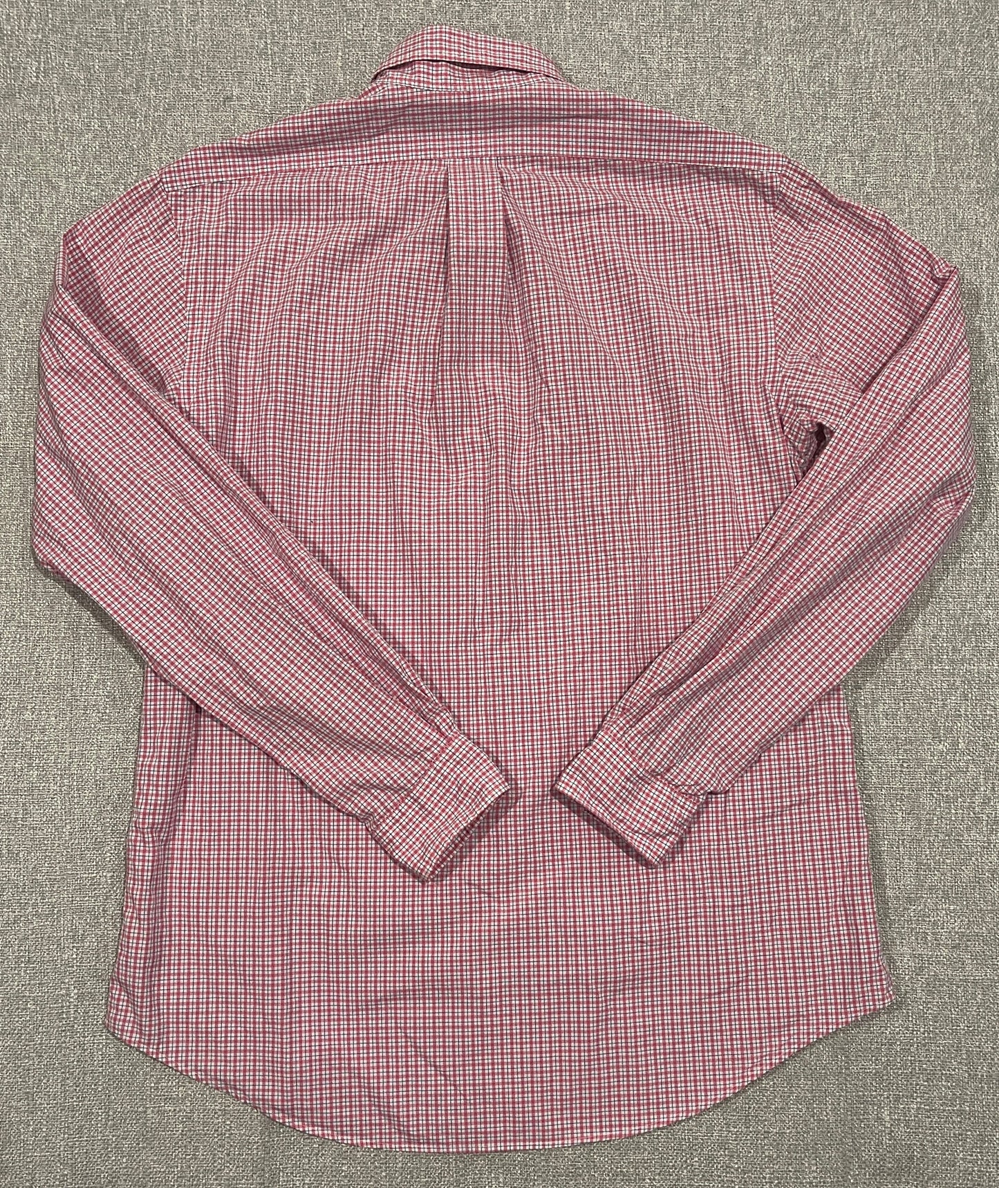 Ralph Lauren Custom Fit Button Down Shirt Mens Large Pink Blue Check Long Sleeve 16 Neck