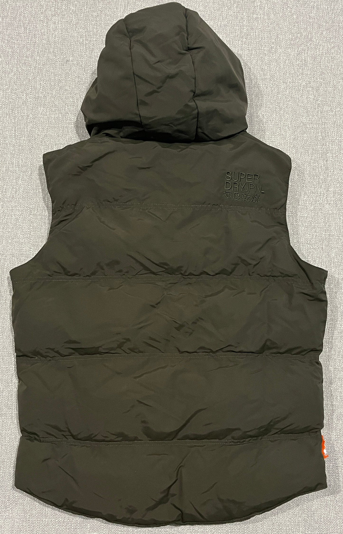 Superdry Tokyo 5 Hooded Puffer Vest Mens Large Olive Green Hooded Gilet Nylon