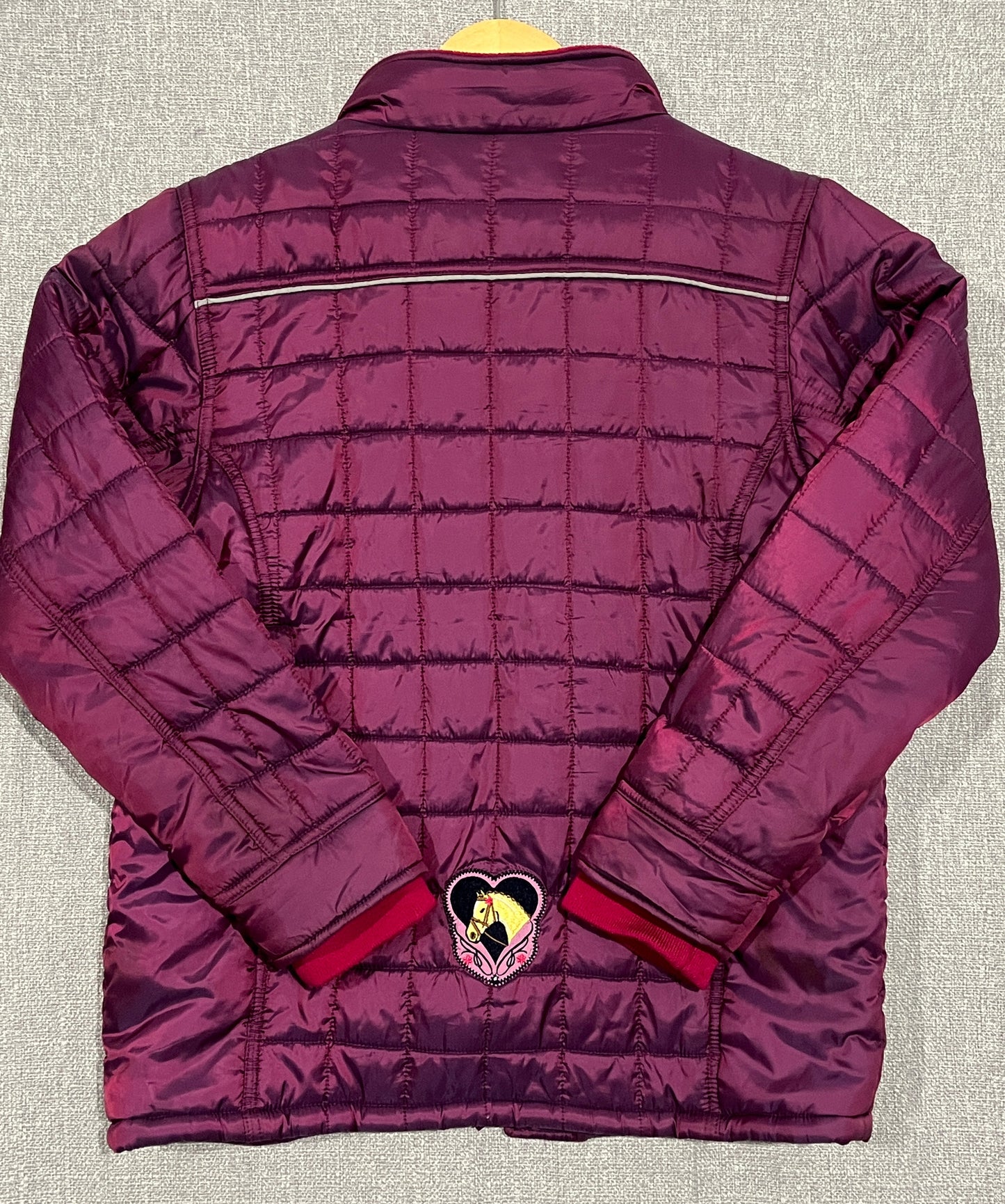 Thomas Cook Quilted Jacket Womens Size 14 Burgundy Full Zip Equestrian Outdoor