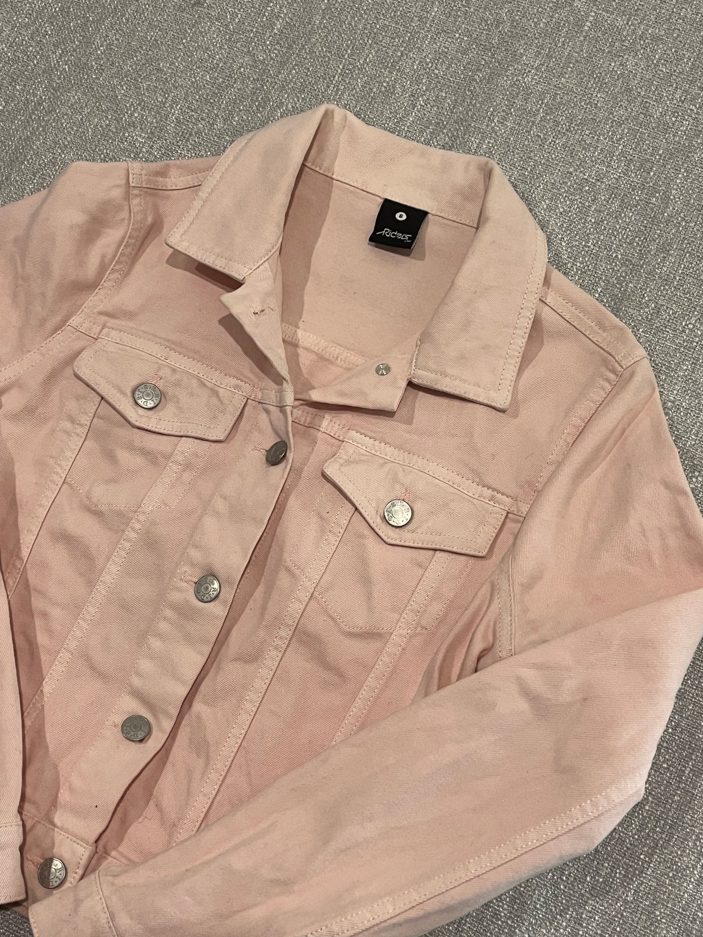 Riders by Lee Women’s Pink Denim Jacket Size 6 Button Up Trucker