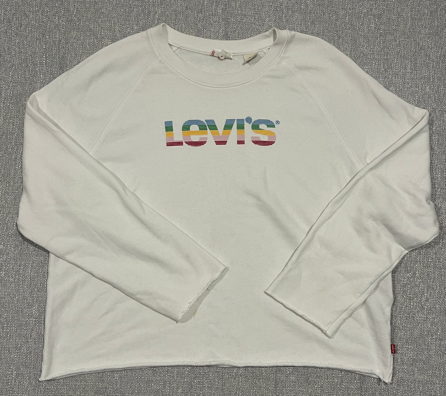 Levi’s Women’s Rainbow Logo Cropped Sweatshirt White Size 1X