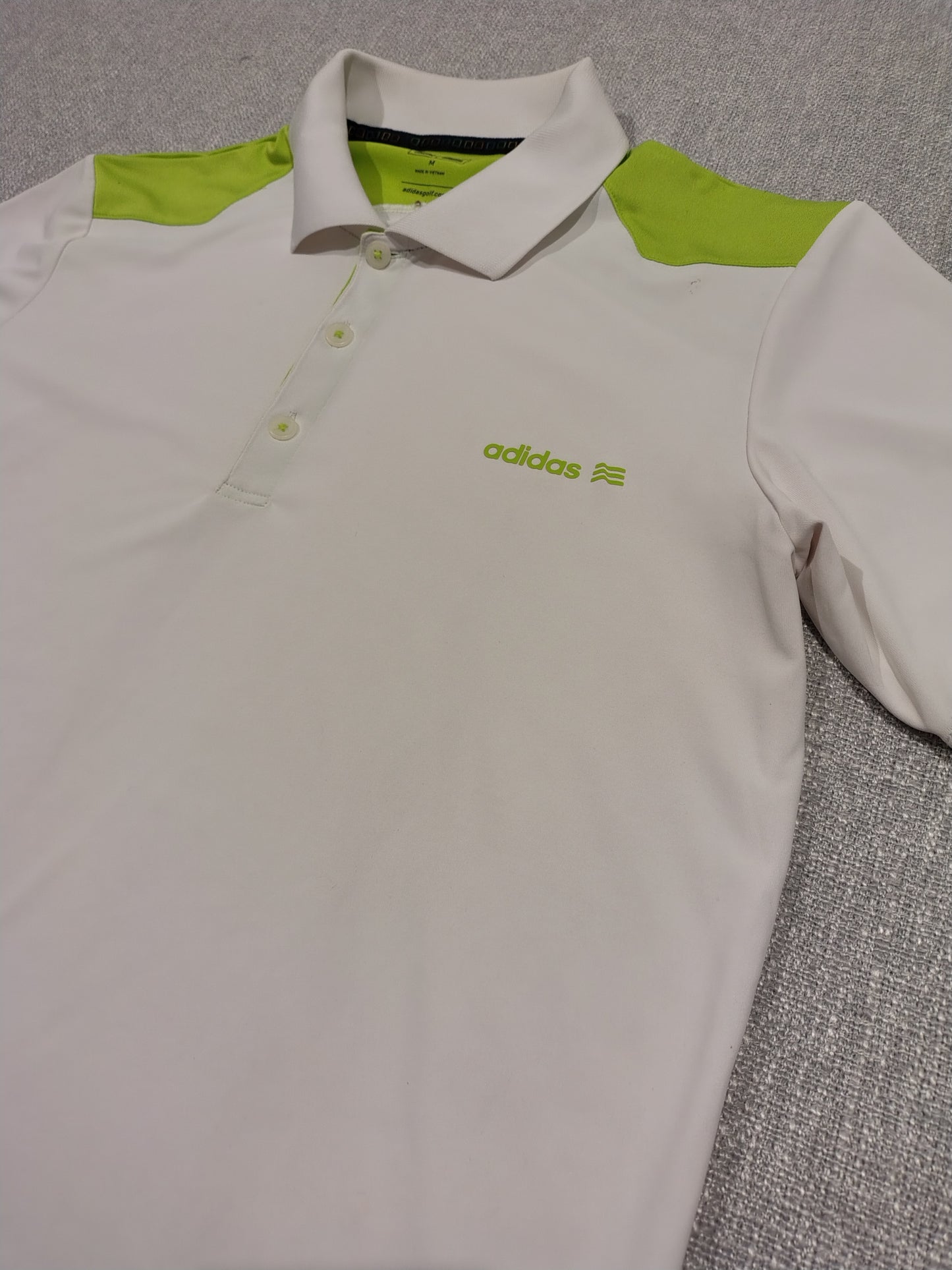 Adidas Golf Polo White Green Medium