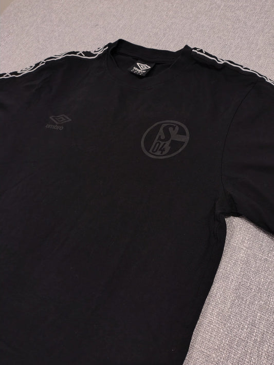 Umbro FC Schalke 04 T-Shirt Mens Medium Black Tape Sleeve Football Tee
