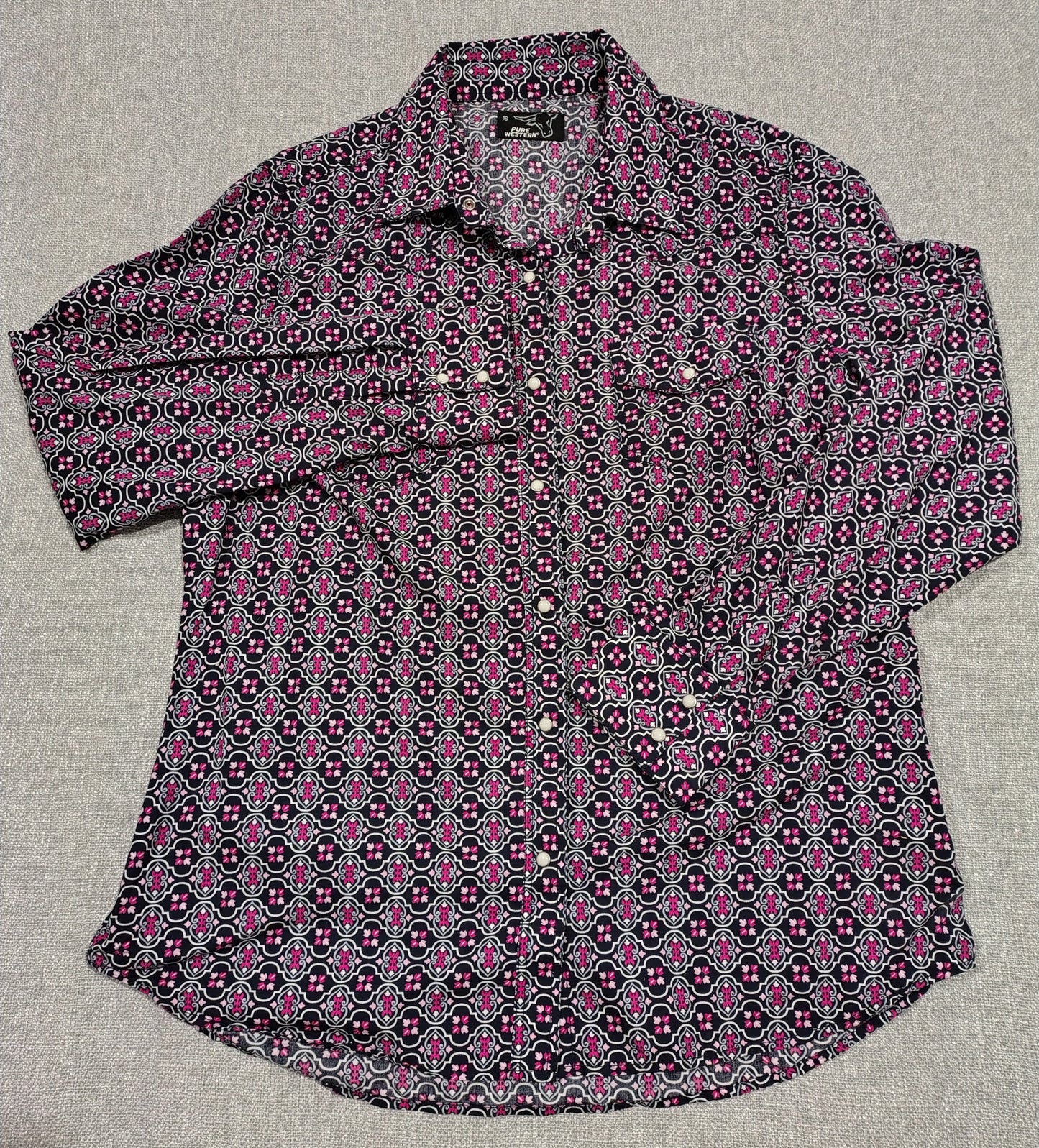 Pure Western Patterned Western Shirt – Womens Size 16
