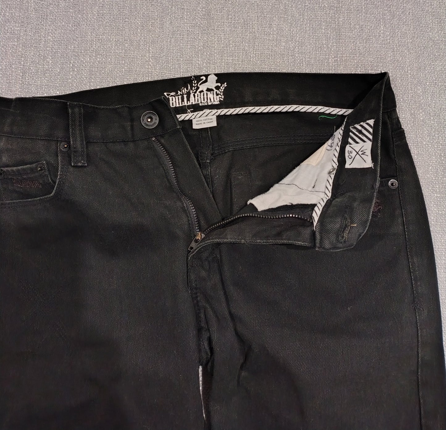 Billabong Denim Jeans Mens W30 Black Straight Leg Skate Jeans