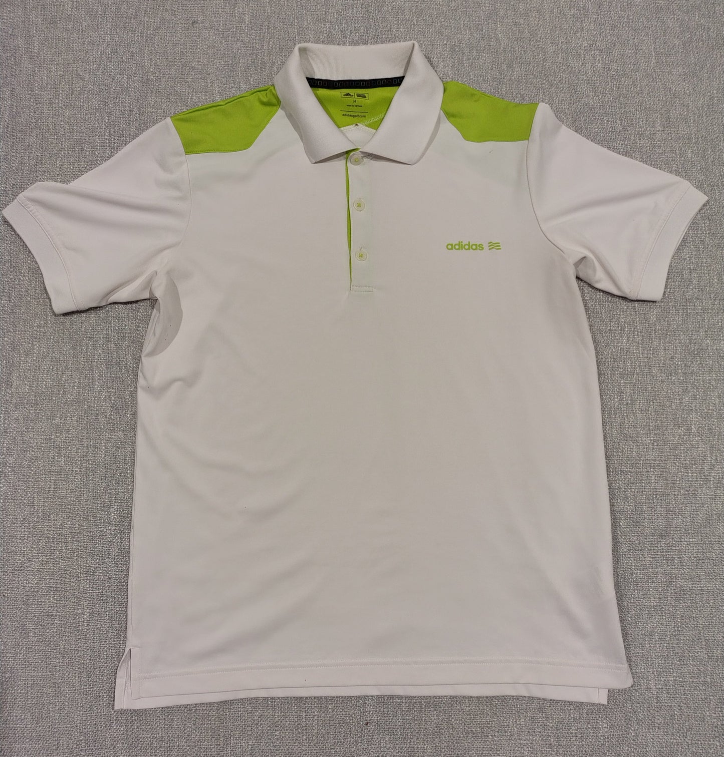Adidas Golf Polo White Green Medium