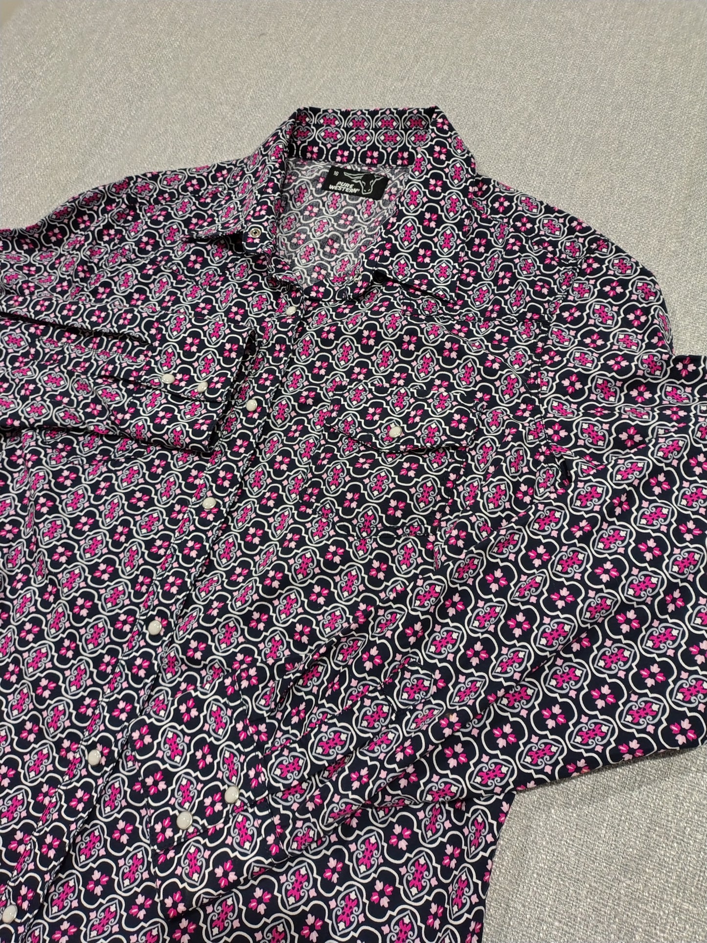 Pure Western Patterned Western Shirt – Womens Size 16