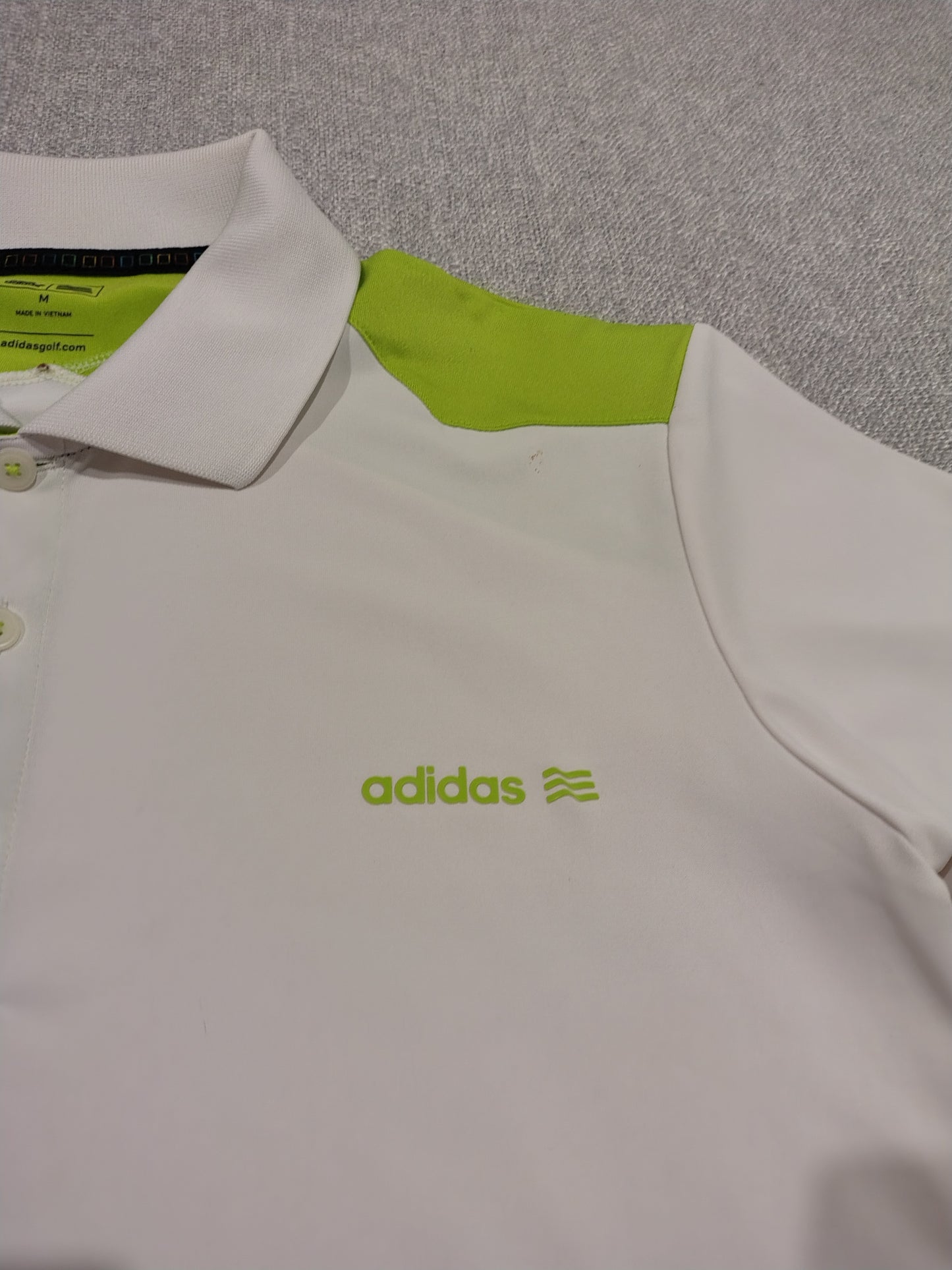 Adidas Golf Polo White Green Medium