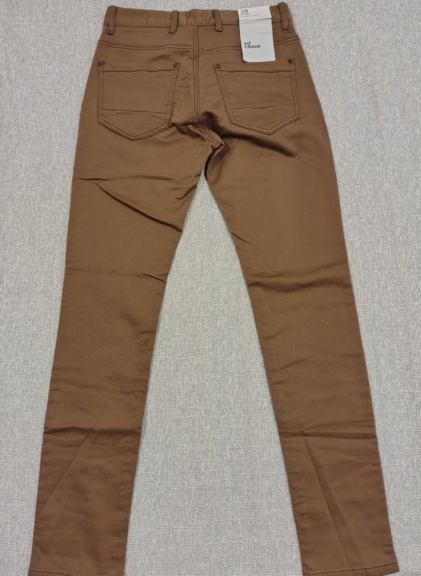 yd. Chinos Skinny Pants Mens 28 Camel Brown Stretch Casual BNWT