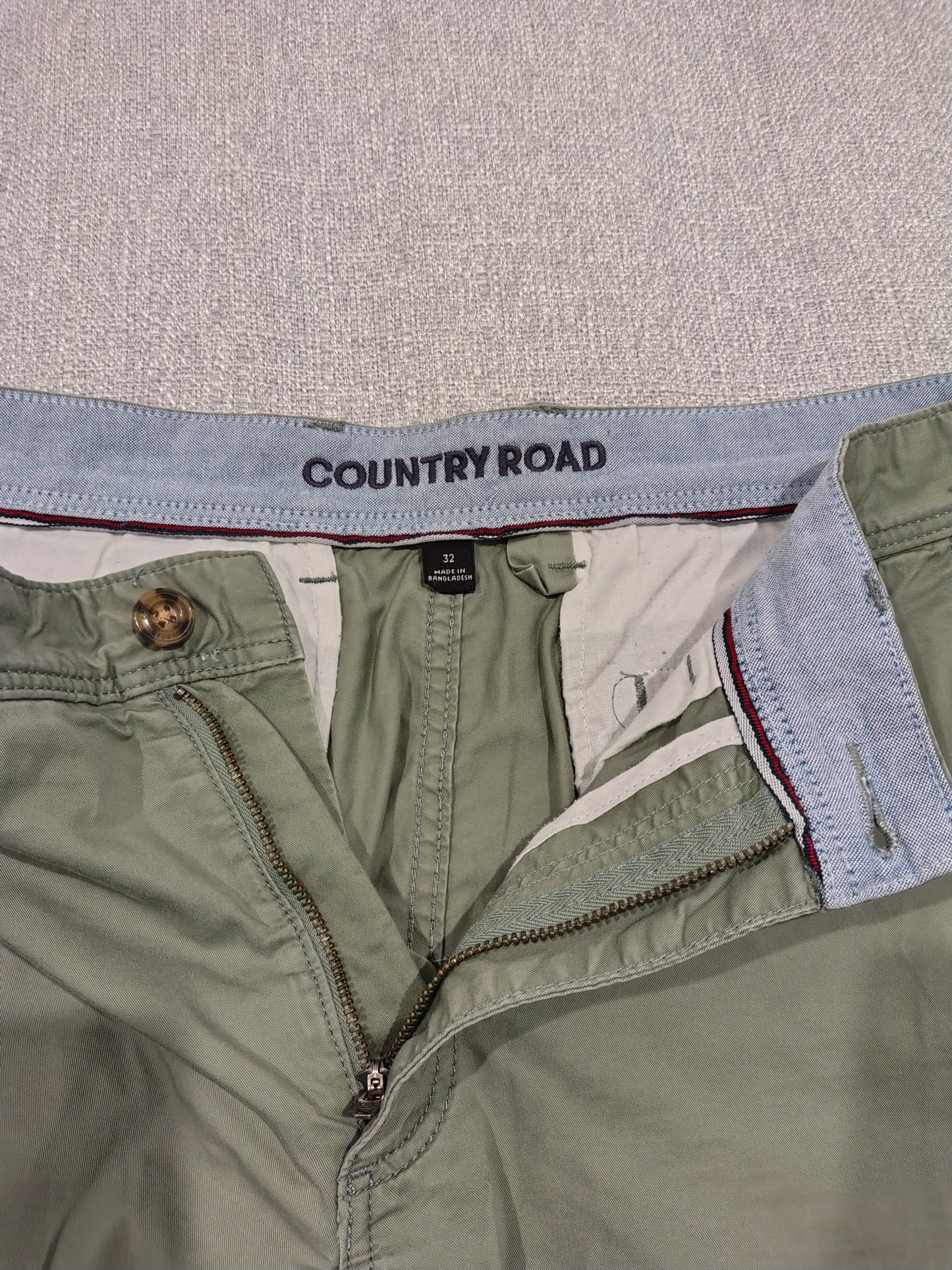 Country Road Chino Shorts Mens 32 Green Stretch Casual